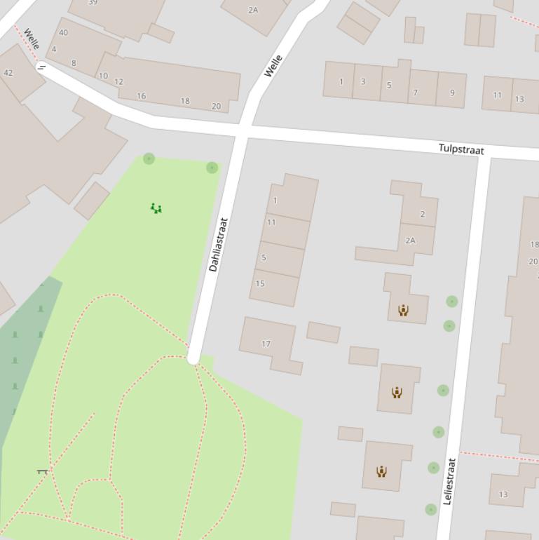 Kaart van de Dahliastraat.