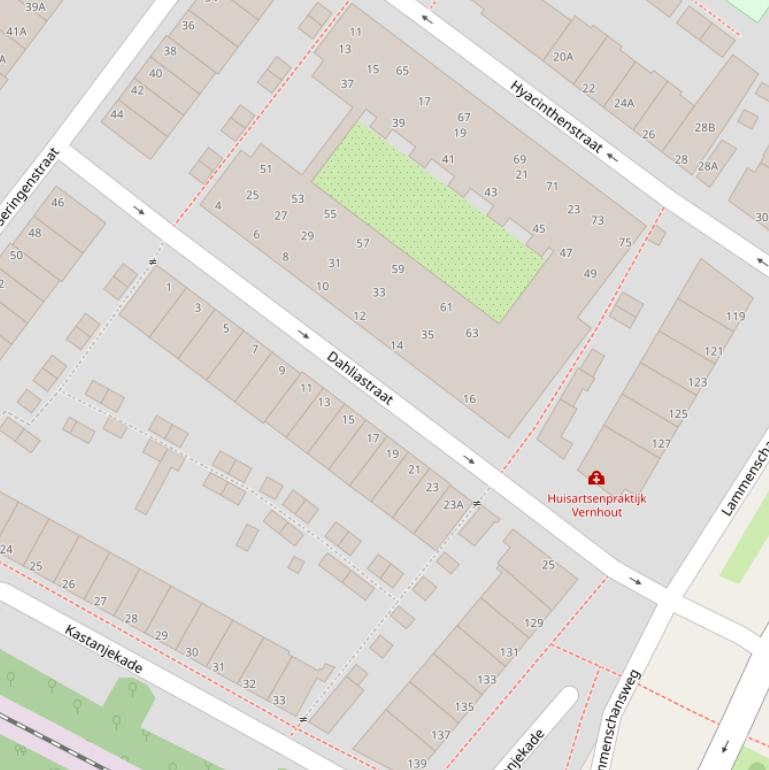 Kaart van de Dahliastraat.