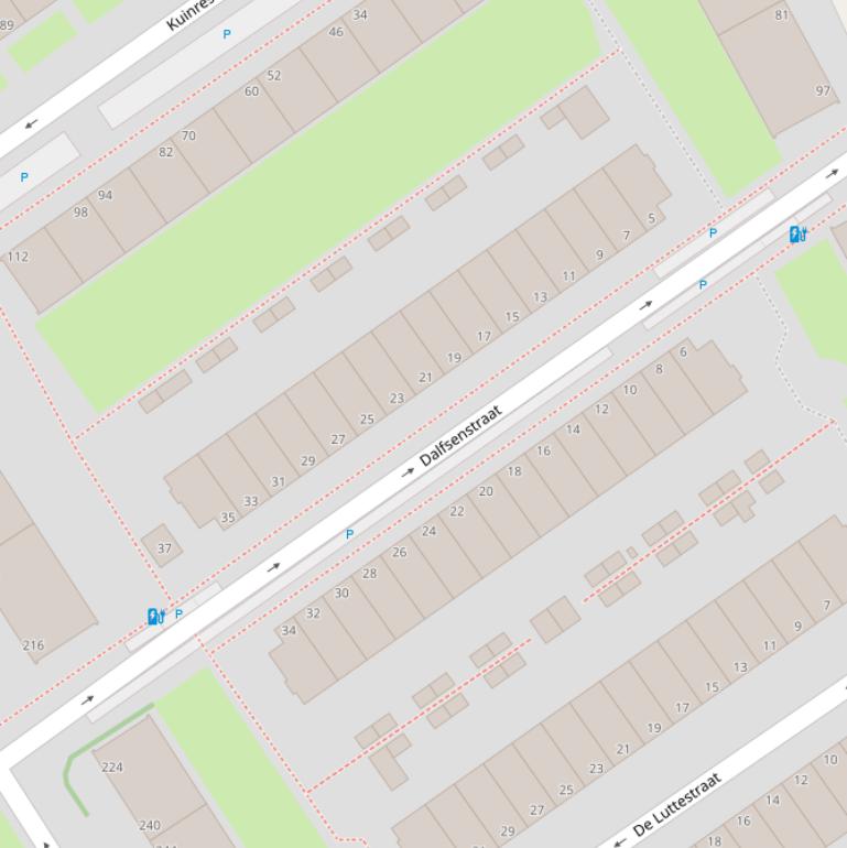 Kaart van de Dalfsenstraat.