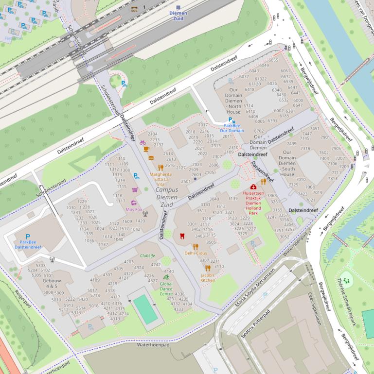 Kaart van de Dalsteindreef.