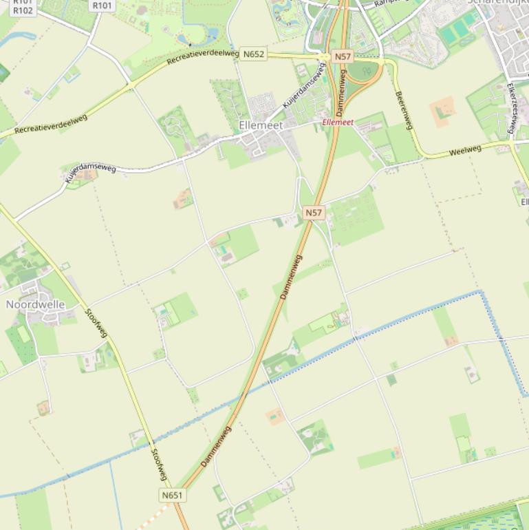 Kaart van de Dammenweg.