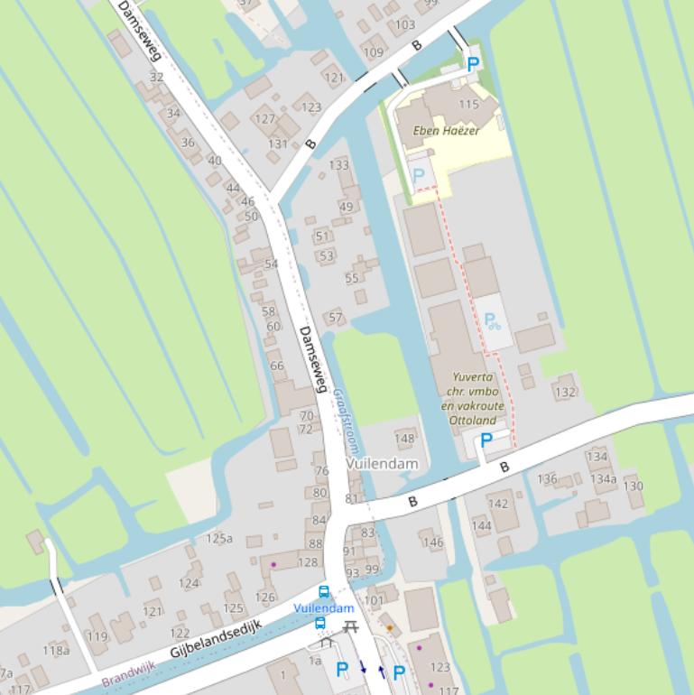 Kaart van de Damseweg.