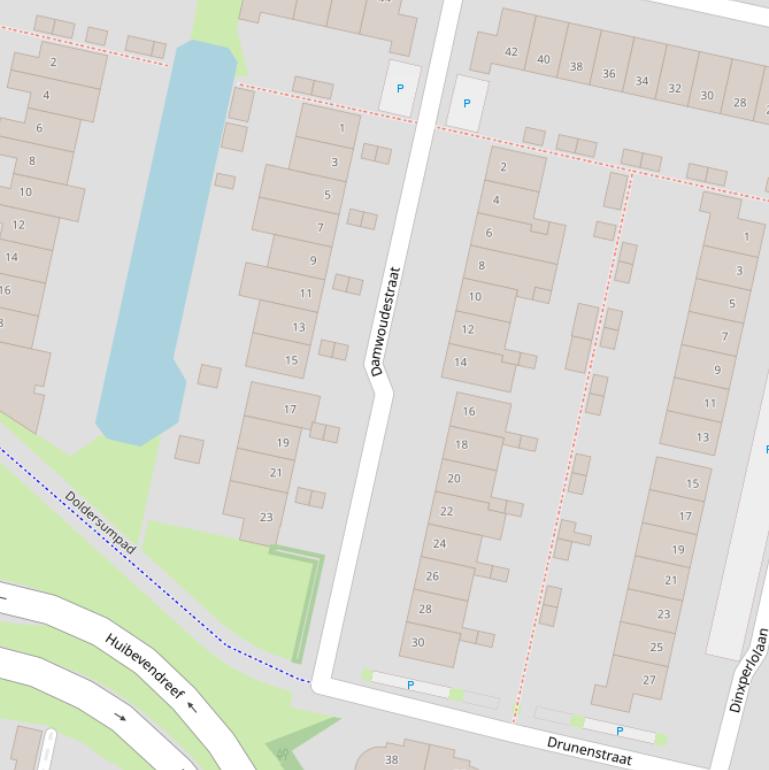 Kaart van de Damwoudestraat.