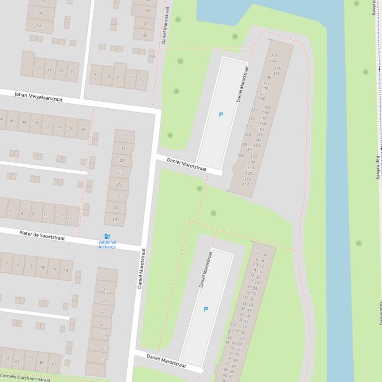 Kaart van de Daniël Marotstraat.