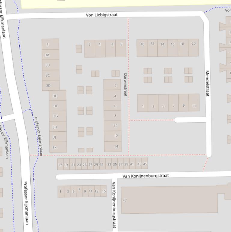 Kaart van de Darwinstraat.