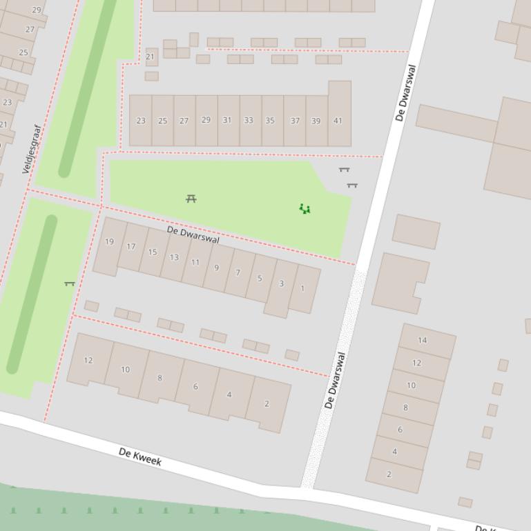 Kaart van  De Dwarswal.
