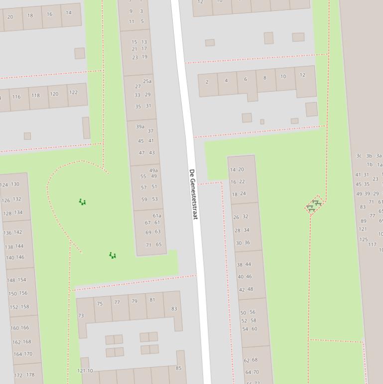 Kaart van  De Genestetstraat.