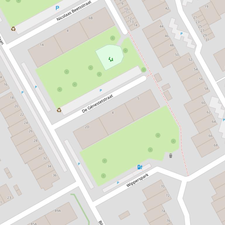 Kaart van  De Génestetstraat.