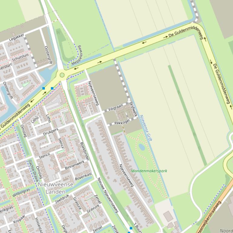 Kaart van  De Guldenmiddenweg.