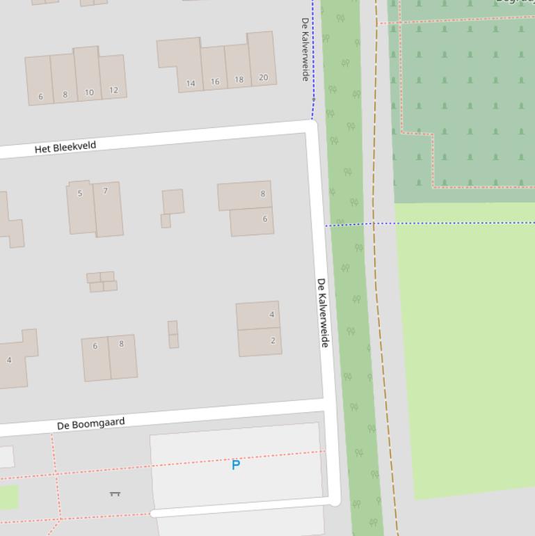 Kaart van  de Kalverweide.