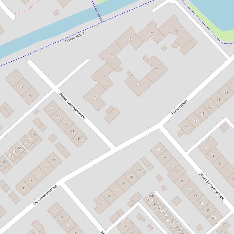 Kaart van  de Lairessestraat.