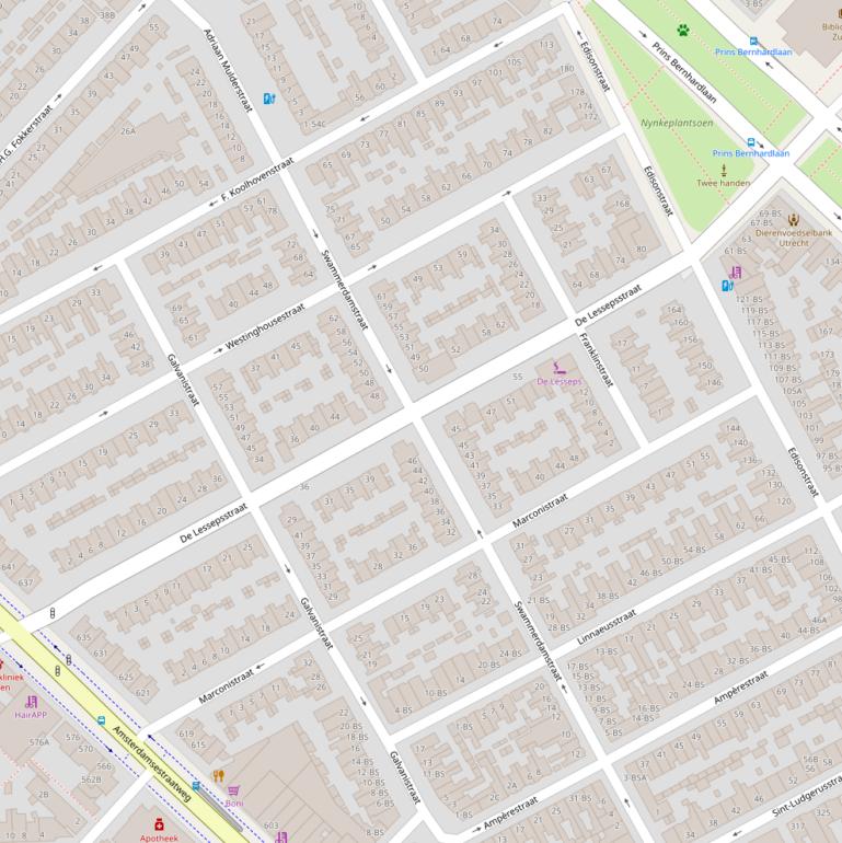 Kaart van  De Lessepsstraat.