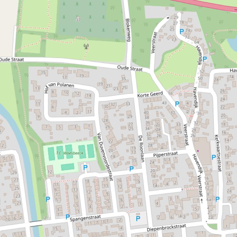 Kaart van  de Roonlaan.