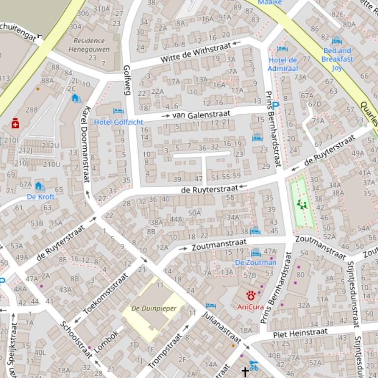 Kaart van  de Ruyterstraat.