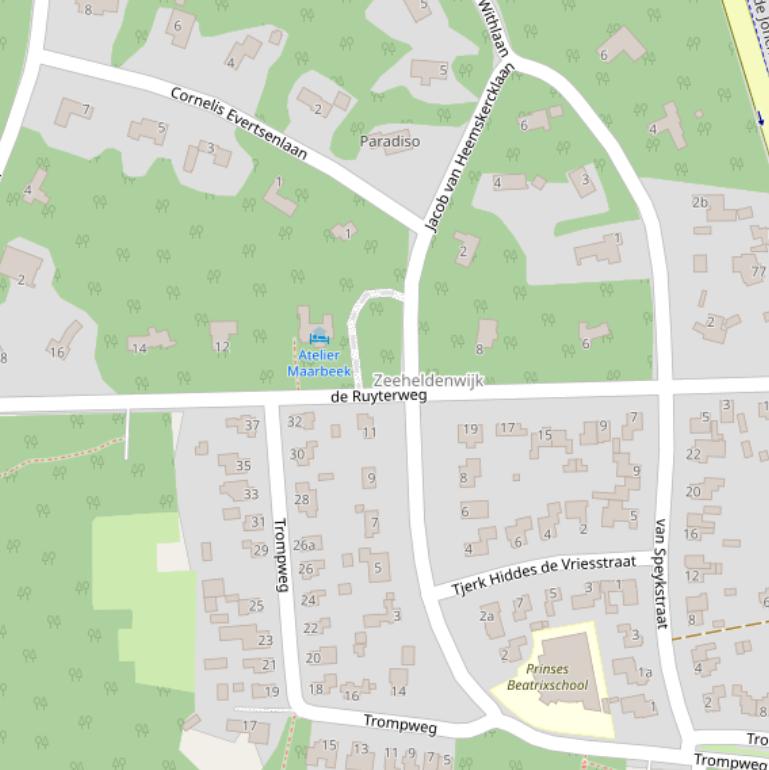 Kaart van  de Ruyterweg.