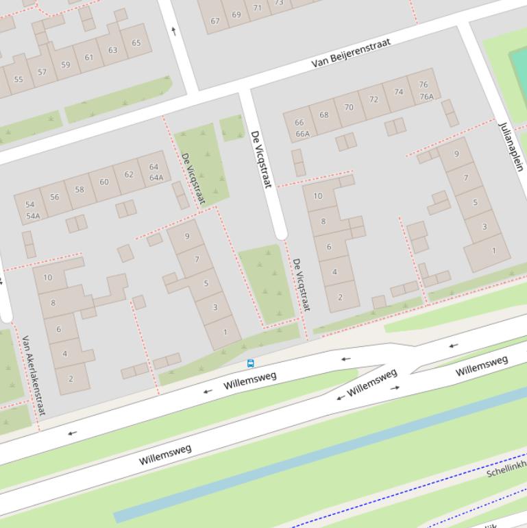 Kaart van  de Vicqstraat.