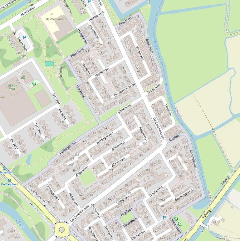 Kaart van  De Zevenhoeven.