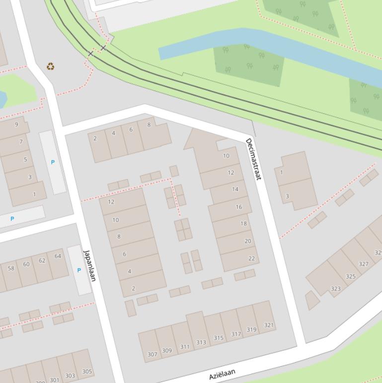 Kaart van de Decimastraat.