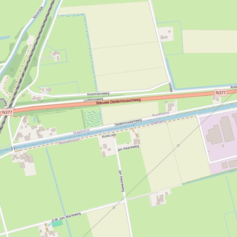 Kaart van de Dedemsvaartweg.