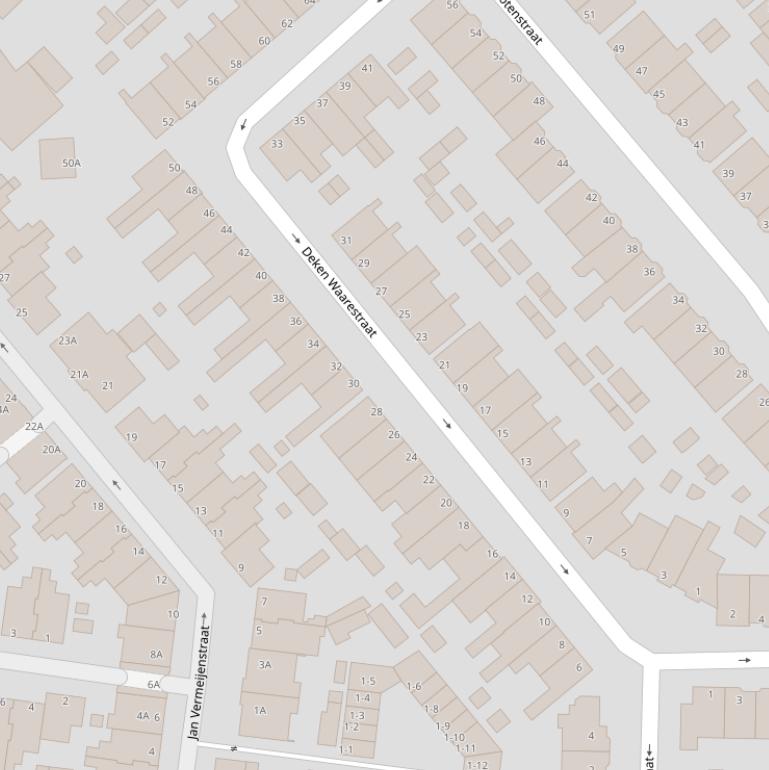 Kaart van  Deken Waarestraat.