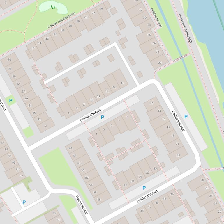 Kaart van de Delflandstraat.