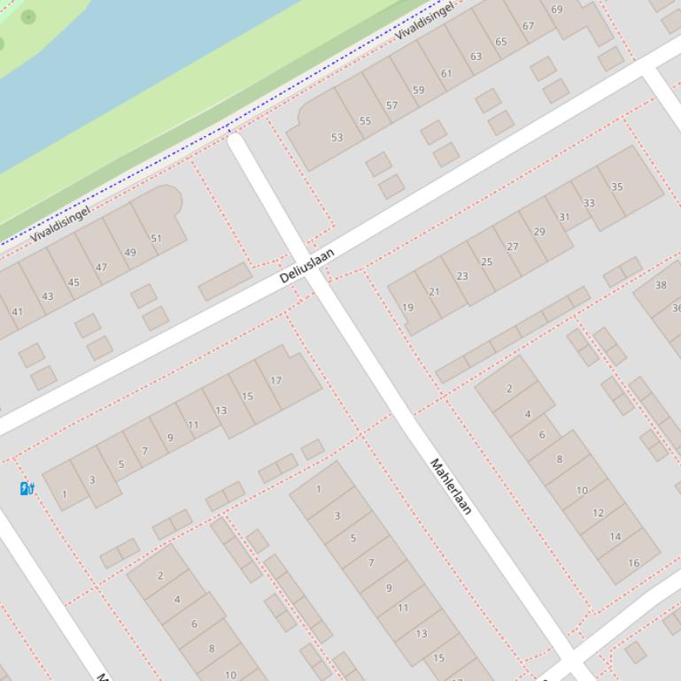 Kaart van de Deliuslaan.