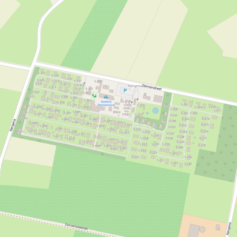 Kaart van de Dennendreef.