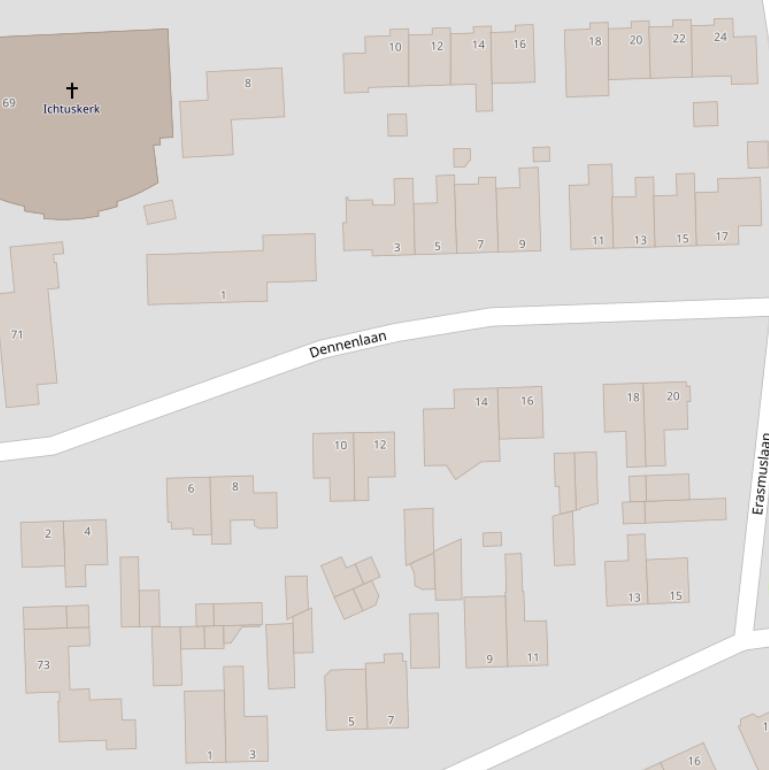 Kaart van de Dennenlaan.
