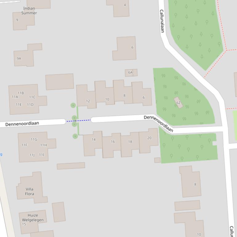 Kaart van de Dennenoordlaan.