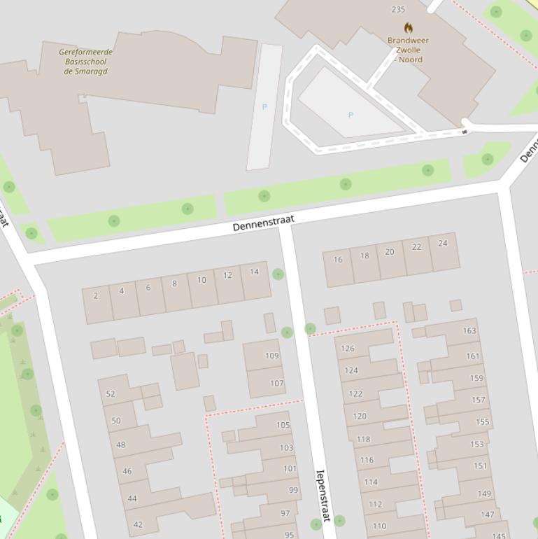 Kaart van de Dennenstraat.