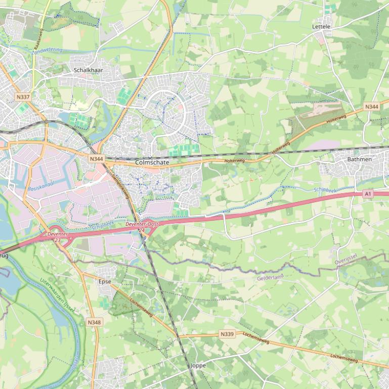 Kaart van de Deventerweg.