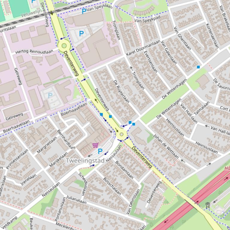 Kaart van de Deventerweg.