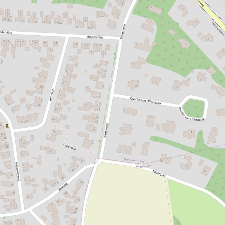 Kaart van de Diedenweg.