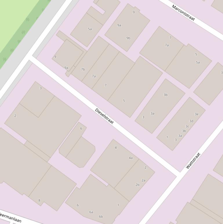 Kaart van de Dieselstraat.