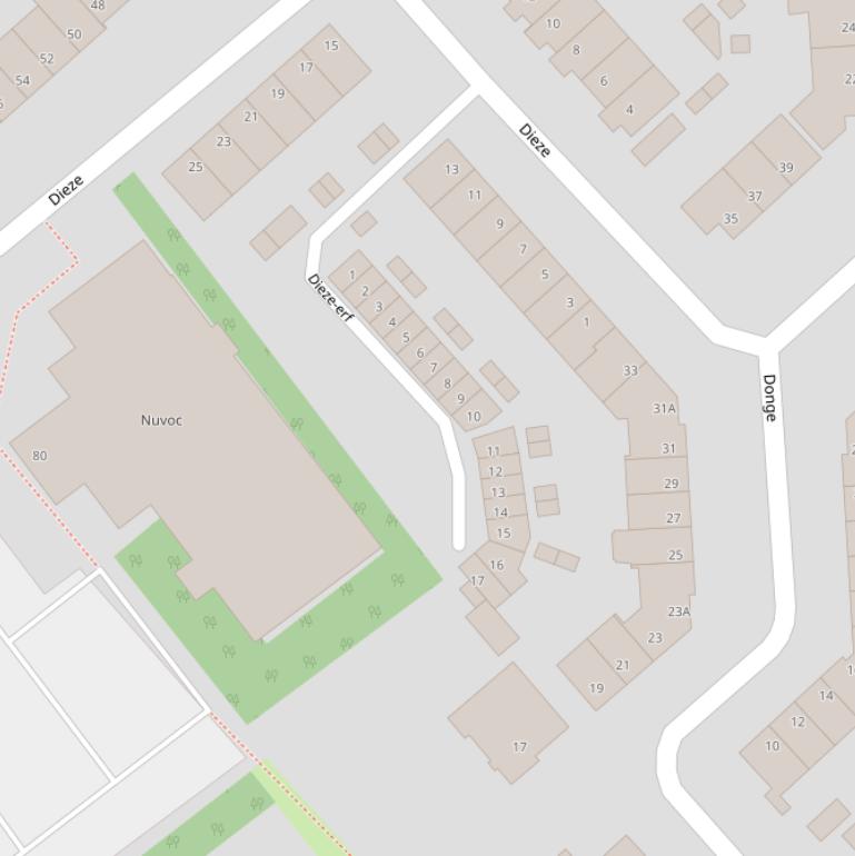 Kaart van het Dieze-erf.