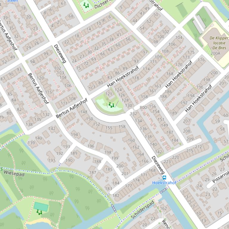 Kaart van de Diezeweg.