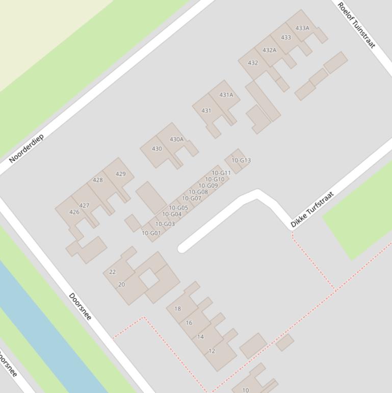 Kaart van de Dikke Turfstraat.