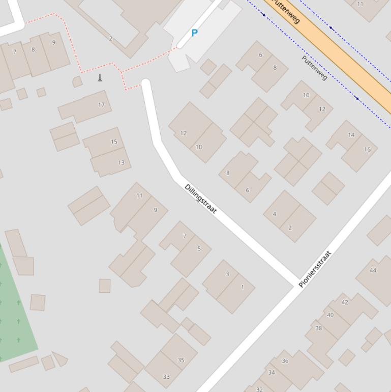 Kaart van de Dillingstraat.