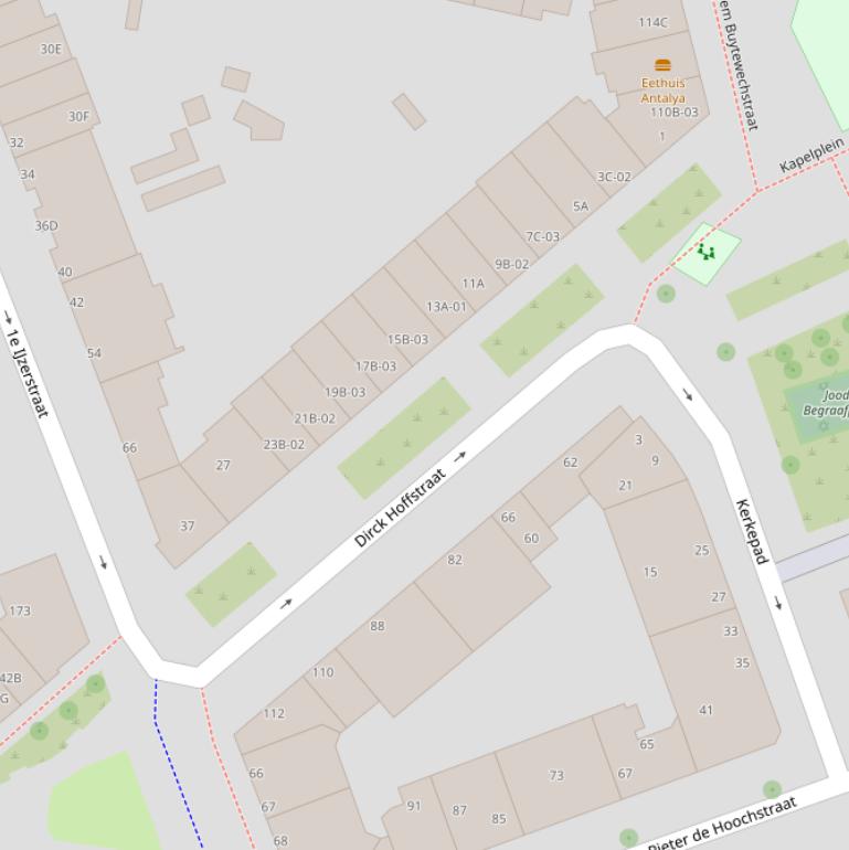 Kaart van de Dirck Hoffstraat.