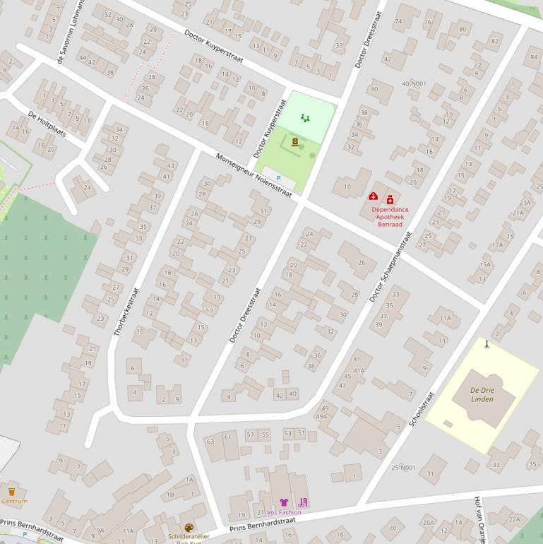 Kaart van de Doctor Dreesstraat.