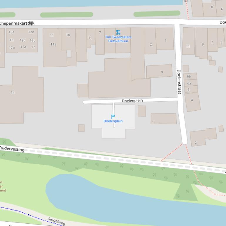 Kaart van het Doelenplein.