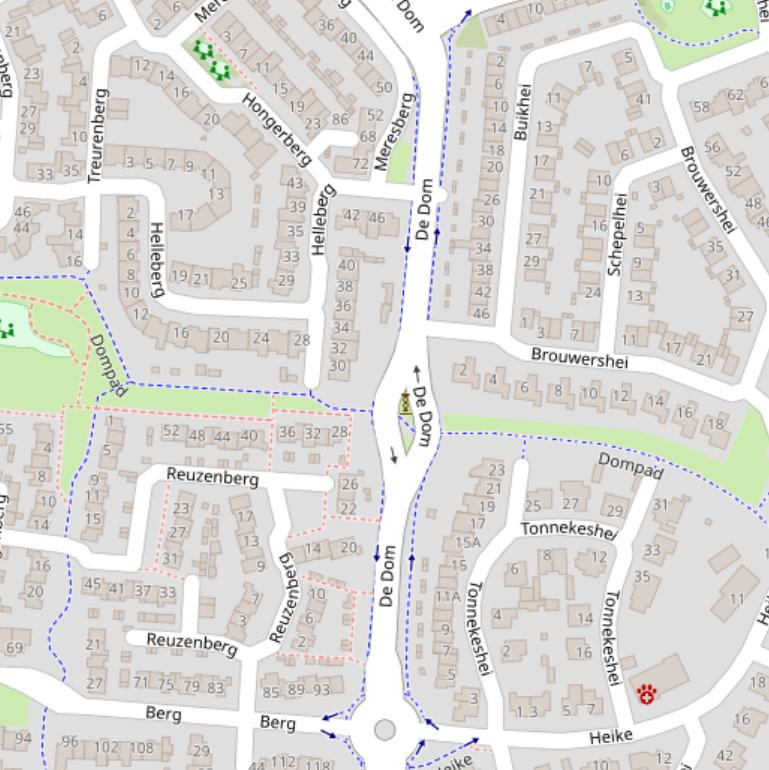 Kaart van het Dompad.