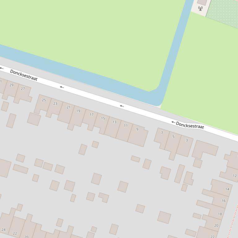 Kaart van de Doncksestraat.