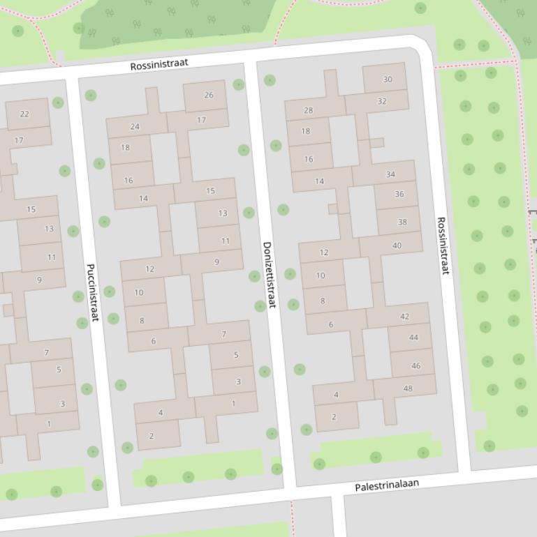 Kaart van de Donizettistraat.