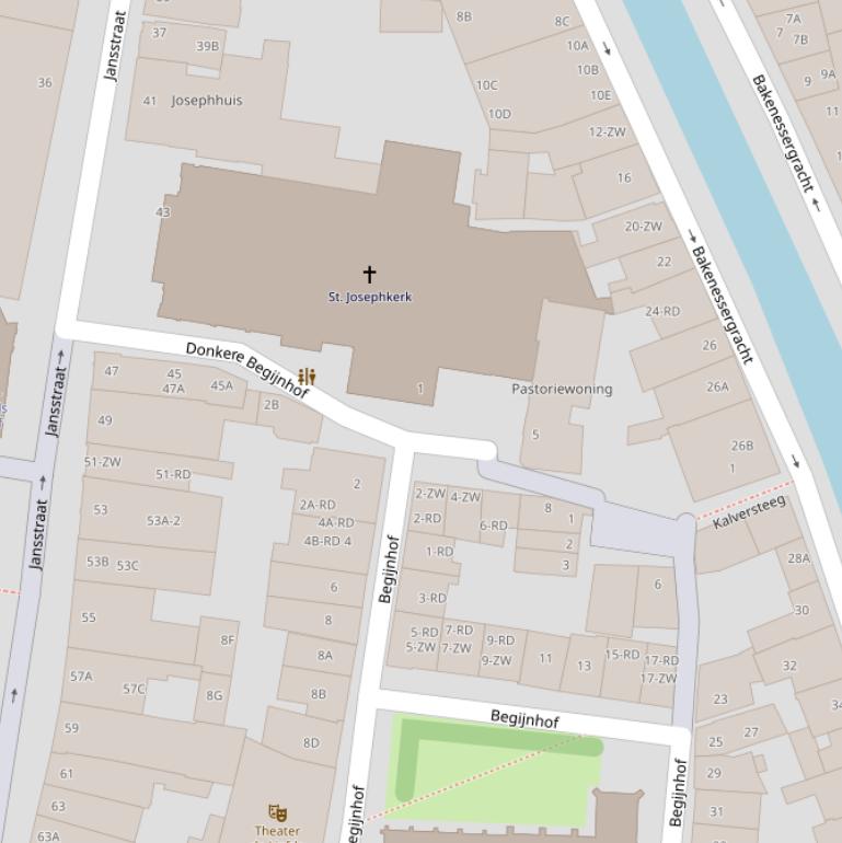 Kaart van de Donkere Begijnhof.