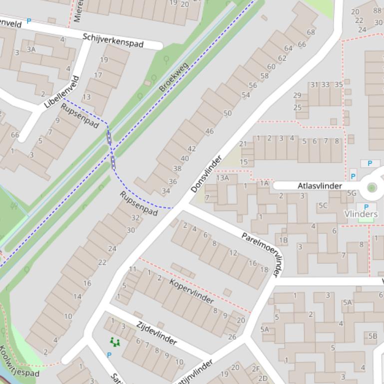 Kaart van  Donsvlinder.