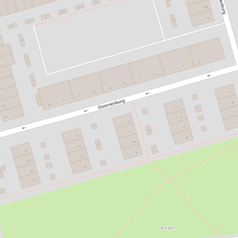 Kaart van  Doornenburg.