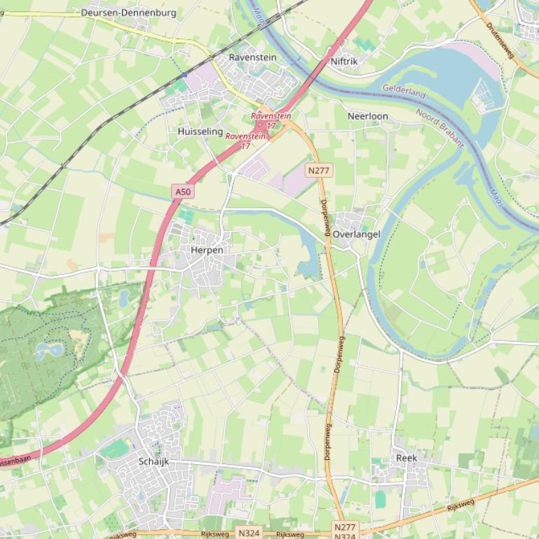 Kaart van de Dorpenweg.