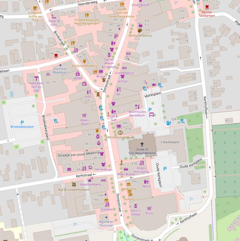 Kaart van de Dorpsstraat.