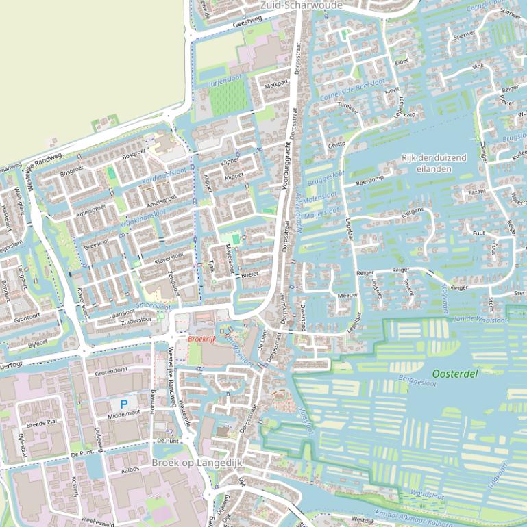 Kaart van de Dorpsstraat.